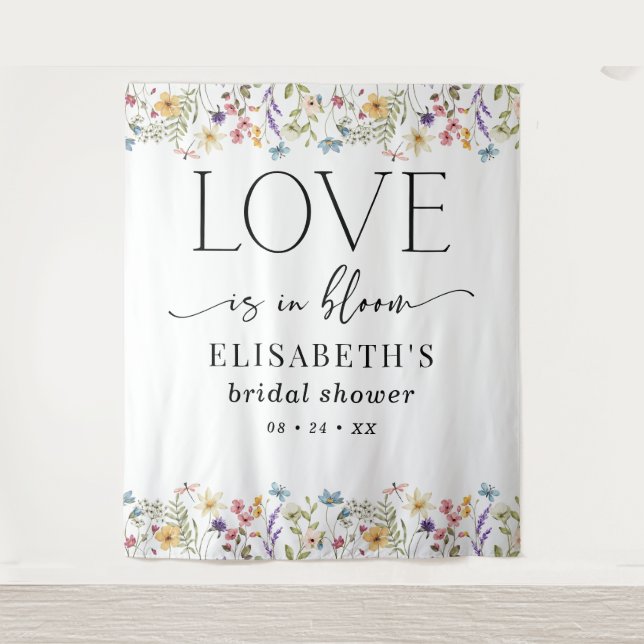 Tapiz Love Is in Bloom White Bridal Shower Backdrop (Anverso)