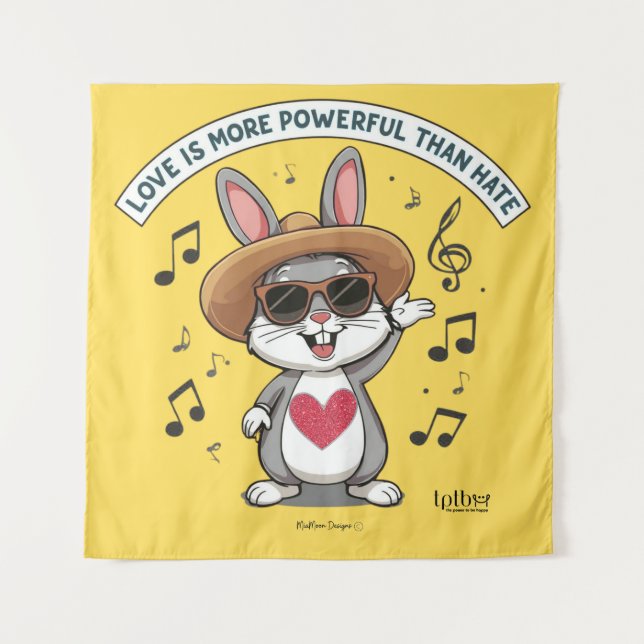 TAPIZ LOVE IS MORE POWERFUL THAN HATE BUNNY TAPESTRY (Anverso)