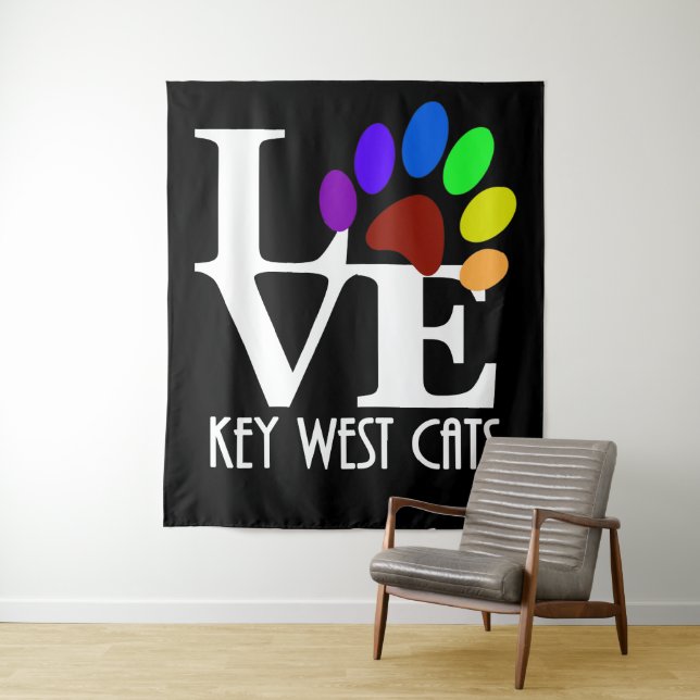 Tapiz LOVE Key West Cats (texto blanco) (In situ)