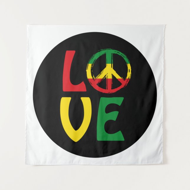 Tapiz LOVE Reggae con símbolo de paz (Anverso)