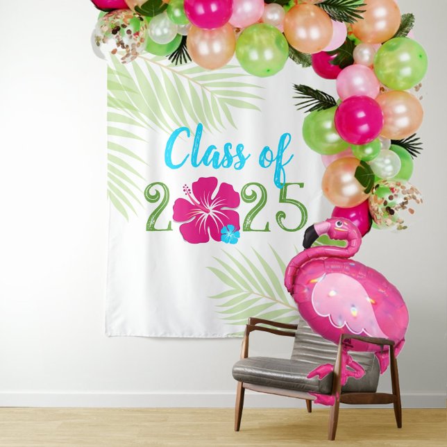 Tapiz Luau Clase Tropical de Graduación de Año (Luau Class of Any Year Hanging Background Tapestry)