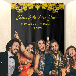 Tapiz Luces de Bokeh dorado negro brindis por el año nue