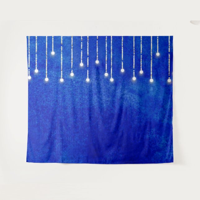 Tapiz Luces de Cadena Azules Telón de Fondo para Fotomat (Anverso (horizontal))