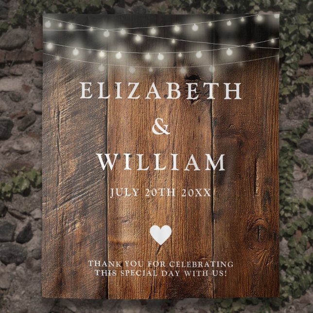 Tapiz Luces de Cadena Fonde de Madera Rústica para Fotom (String Lights Rustic Wood Photo Booth Backdrop)