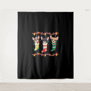 Tapiz Luces de calcetines de Navidad de Chihuahua divert