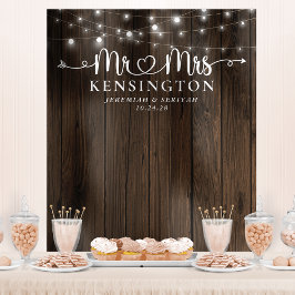 Tapiz Luces de Cuerda Rústicas para Bodas Fondo de Sr. y