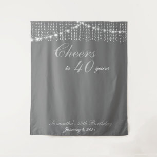 Tapiz Luces de Cumpleaños Personalizadas de Fondo Dorado
