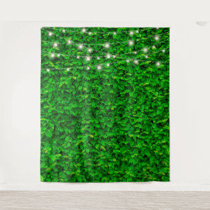 Tapiz Luces de Hadas de Fondo de Fiesta con Pared Verde