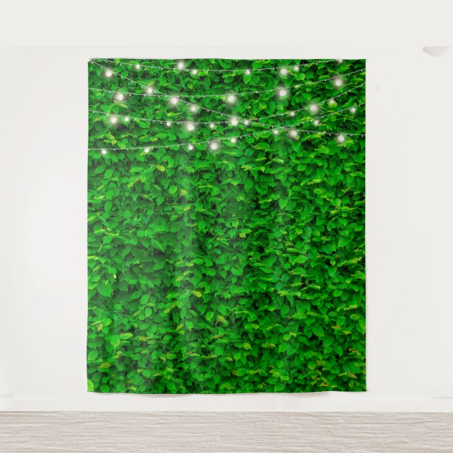Tapiz Luces de Hadas de Fondo de Fiesta con Pared Verde (Anverso)