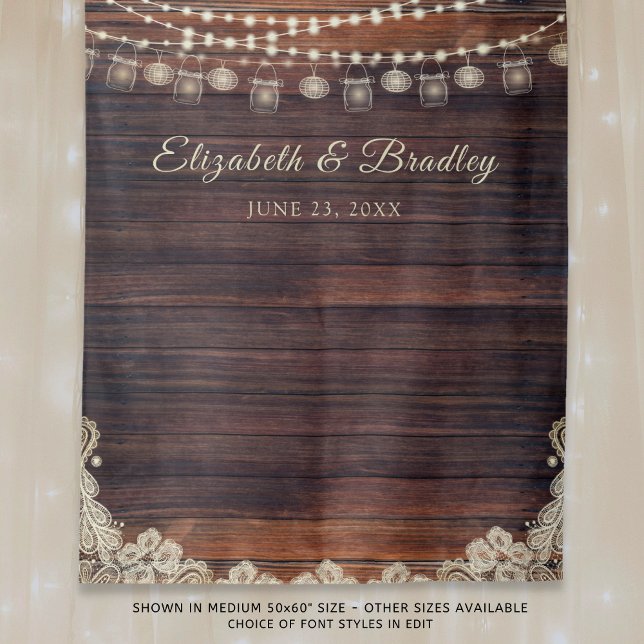 Tapiz Luces de Madera Rústica Telón de Boda en Tarro de  (Subido por el creador)