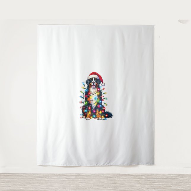 Tapiz Luces de Navidades de Bernese Mountain Dog (Anverso)