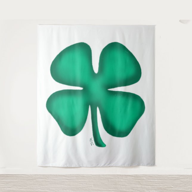 Tapiz Lucky 4 Leaf Irish Clover white tapestry (Anverso)