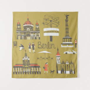 Tapiz Lugares emblemáticos de Berlín, Ilustracion monume