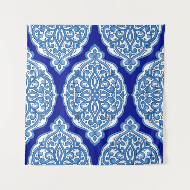Tapiz Lujo blanco-azul, ornamento turco. (Anverso)