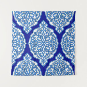 Tapiz Lujo blanco-azul, ornamento turco.