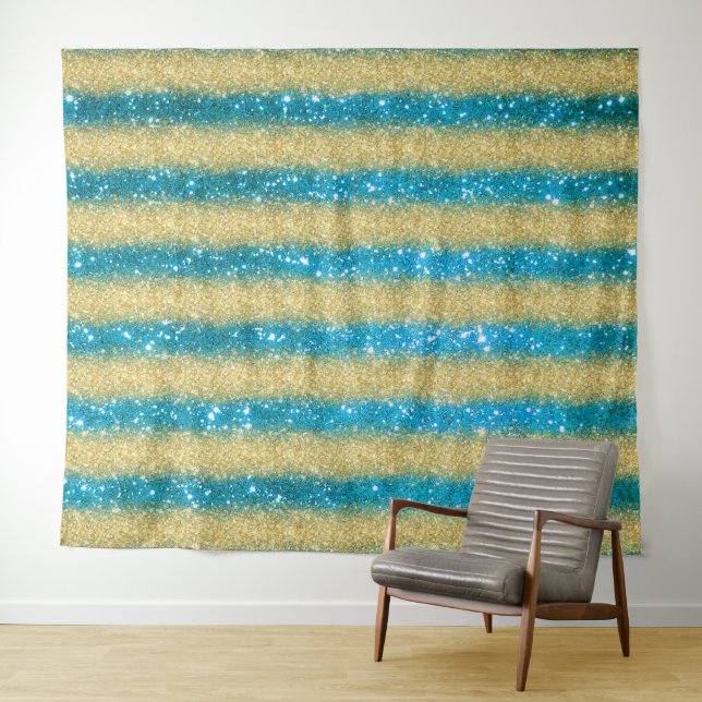 Tapiz Lujo Brillo Azul Dorado (In situ (horizontal))