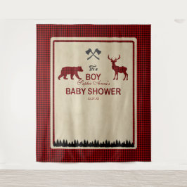 Tapiz Lumberjack Red Buffalo Baby Shower Backdrop
