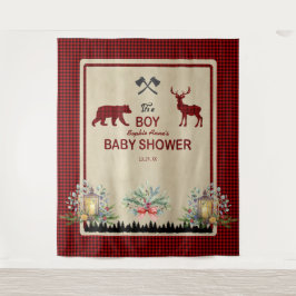 Tapiz Lumberjack Red Buffalo Baby Shower Backdrop