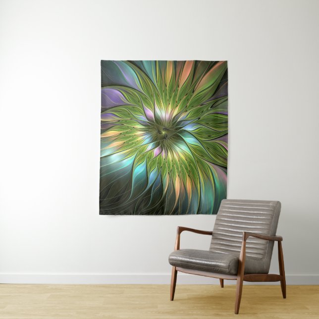 Tapiz Luminoso colorido Fantasía Flor Fractal Art (In situ)