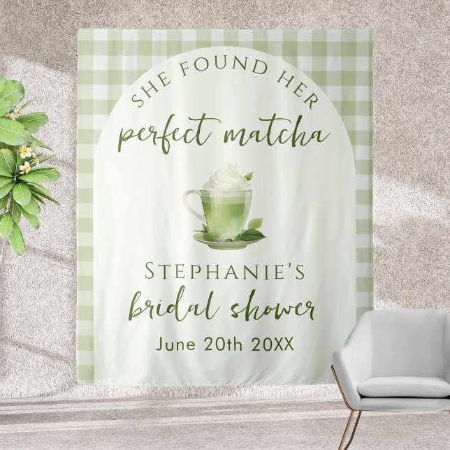 Tapiz Luminoso Verde Perfecto Matcha Bridal Shower (Subido por el creador)