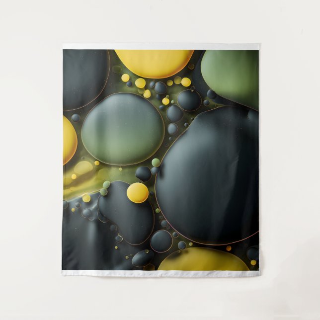 Tapiz Luminous Fluid Dynamics: Yellow and Green Abstract (Anverso)