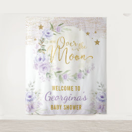 Tapiz Luna Bonita Estrellas Flores Moradas Bienvenida Ni