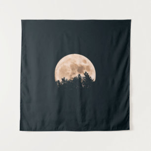 TAPIZ LUNA COMPLETA DETRÁS DE UN ÁRBOL SILHOUETTES