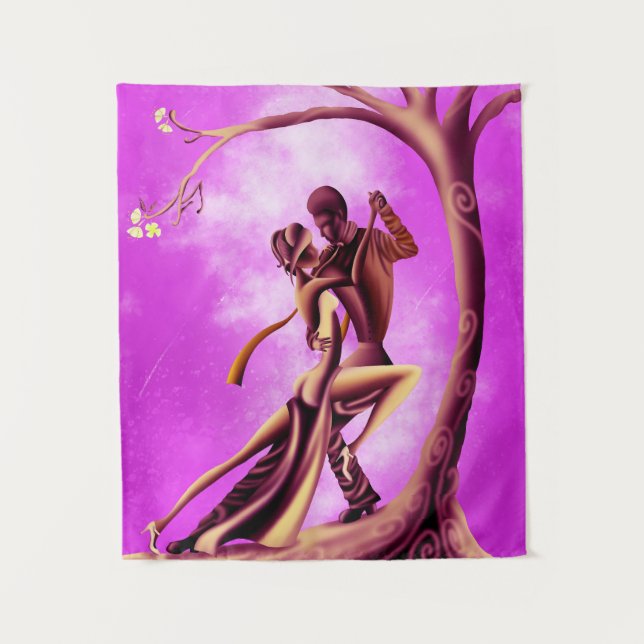 Tapiz "Luna de Despertar" - Obra de arte romántica de da (Anverso)