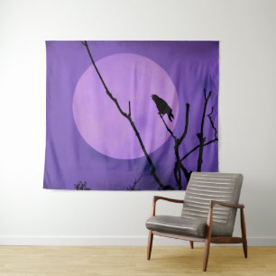 Tapiz Luna de lavanda y cuervo