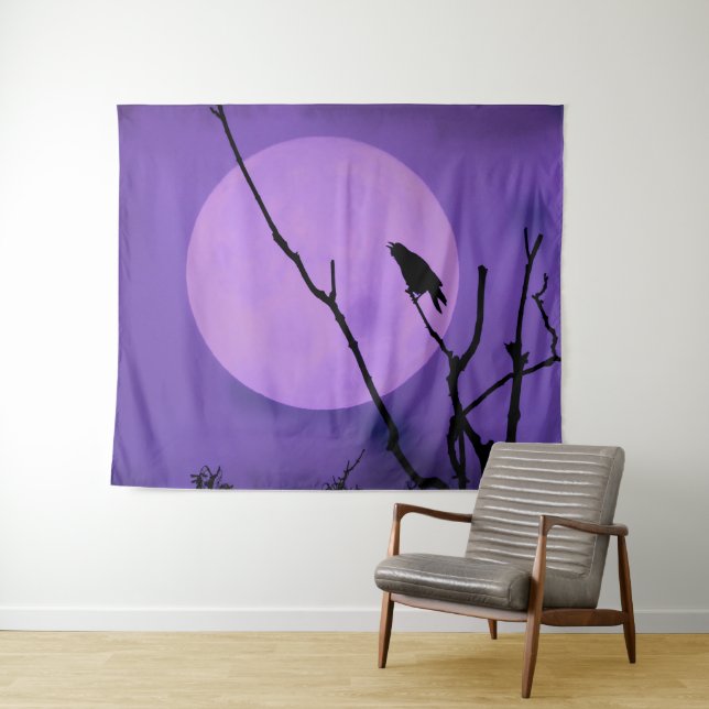 Tapiz Luna de lavanda y cuervo (In situ (horizontal))