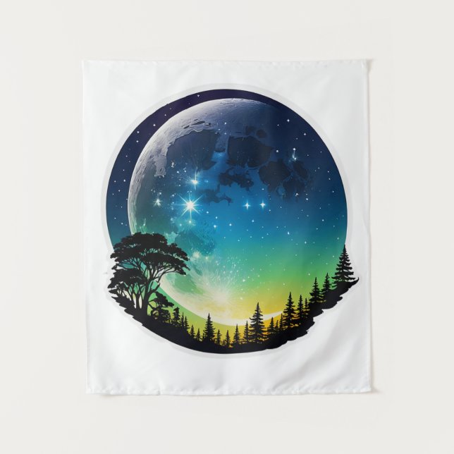 Tapiz Luna de Silueta Nocturna (Anverso)