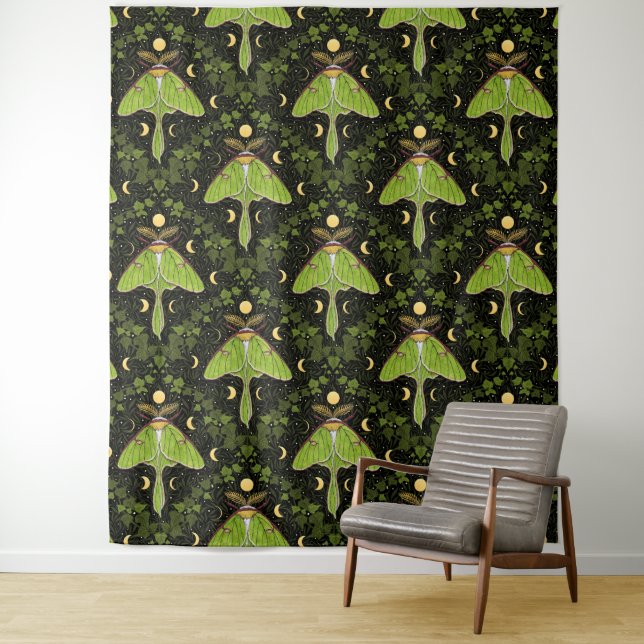 Tapiz Luna, fases lunares y damasco de hiedra 2 (In situ)