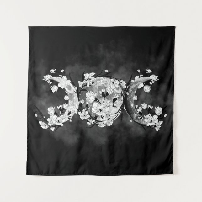 Tapiz Luna triple - Flor blanca (Anverso)