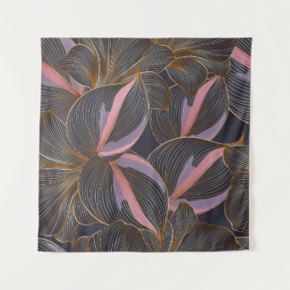Tapiz Luxury golden seamless floral background with trop