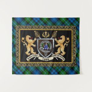 Tapiz Lyon Clan Badge & Motto con Leones 