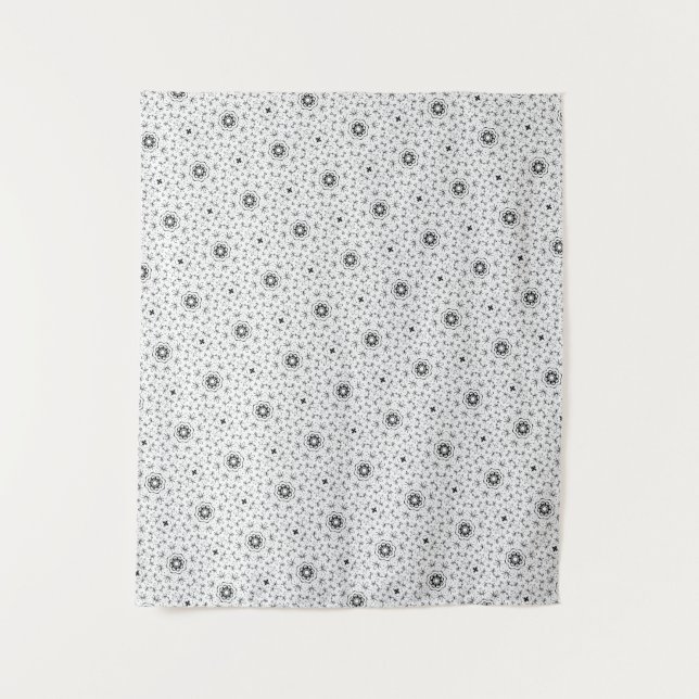 Tapiz Maacah001 Doodle abstracto de B&W (Anverso)