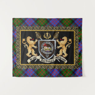 Tapiz MacDonald Clan Badge & Motto con Leones
