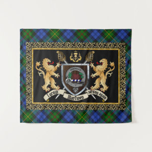 Tapiz MacEwen Clan Badge & Motto con Leones
