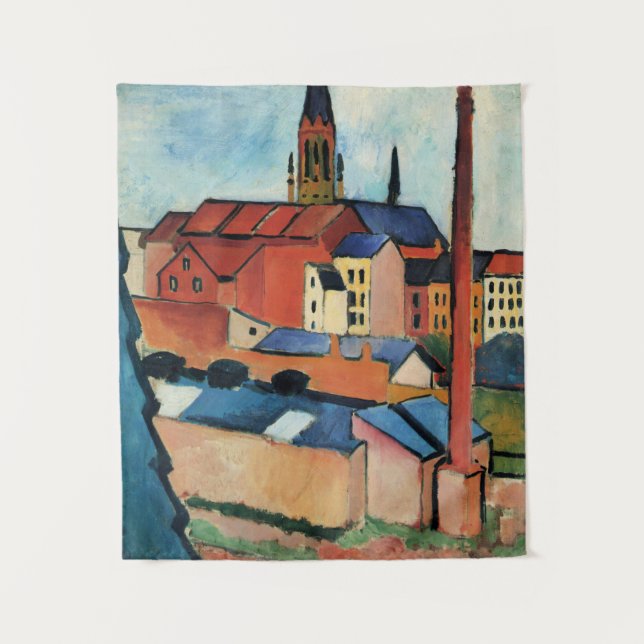 Tapiz Macke - St. Mary's con casas y chimenea (Bonn) (Anverso)