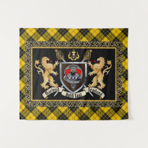 Tapiz Macleod Clan Badge & Motto con Leones 