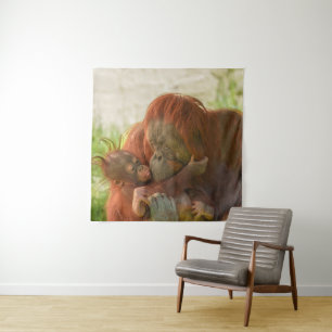 Tapiz Madres de Orangutan Tender Momentos
