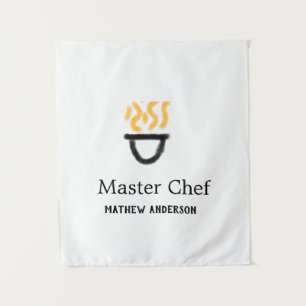 Tapiz Maestro chef agregar nombre sartén negra humo de f