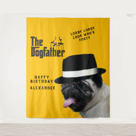 Tapiz Mafia 40.º 🐾 cumpleaños Dogfather Mobster Funny