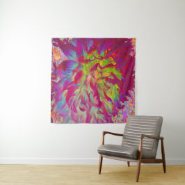 Tapiz Magenta psicodélica y flor de dalia amarilla