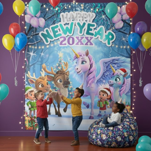 Tapiz Magical Unicorn & Reindeer Kids New Year (Subido por el creador)