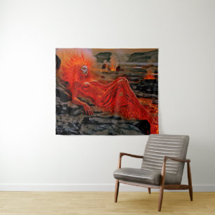 Tapiz "Magma durmiente" - Retrato de mujer volcánica