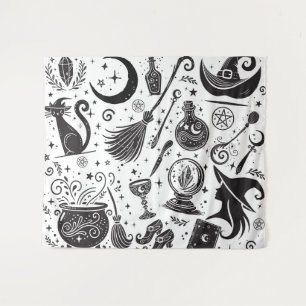 Tapiz Magnífica Bruja Whimsical Wiccan Pagan
