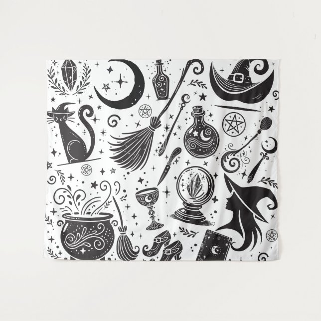 Tapiz Magnífica Bruja Whimsical Wiccan Pagan (Anverso (horizontal))