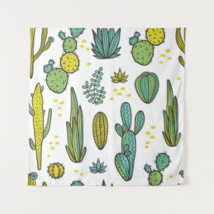 Tapiz Magnífica costura natural abstracta de cactus dibu