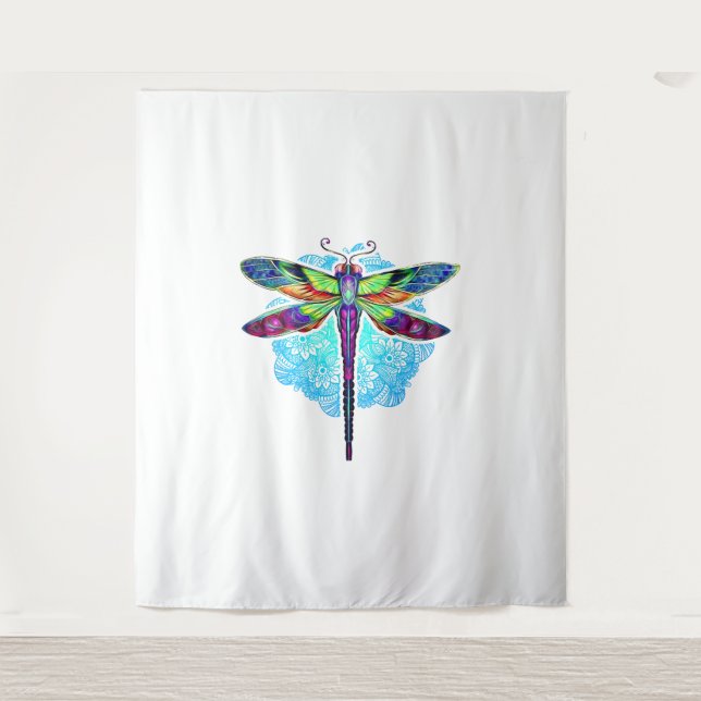 Tapiz Magnífica libélula colorida Mandala (Anverso)